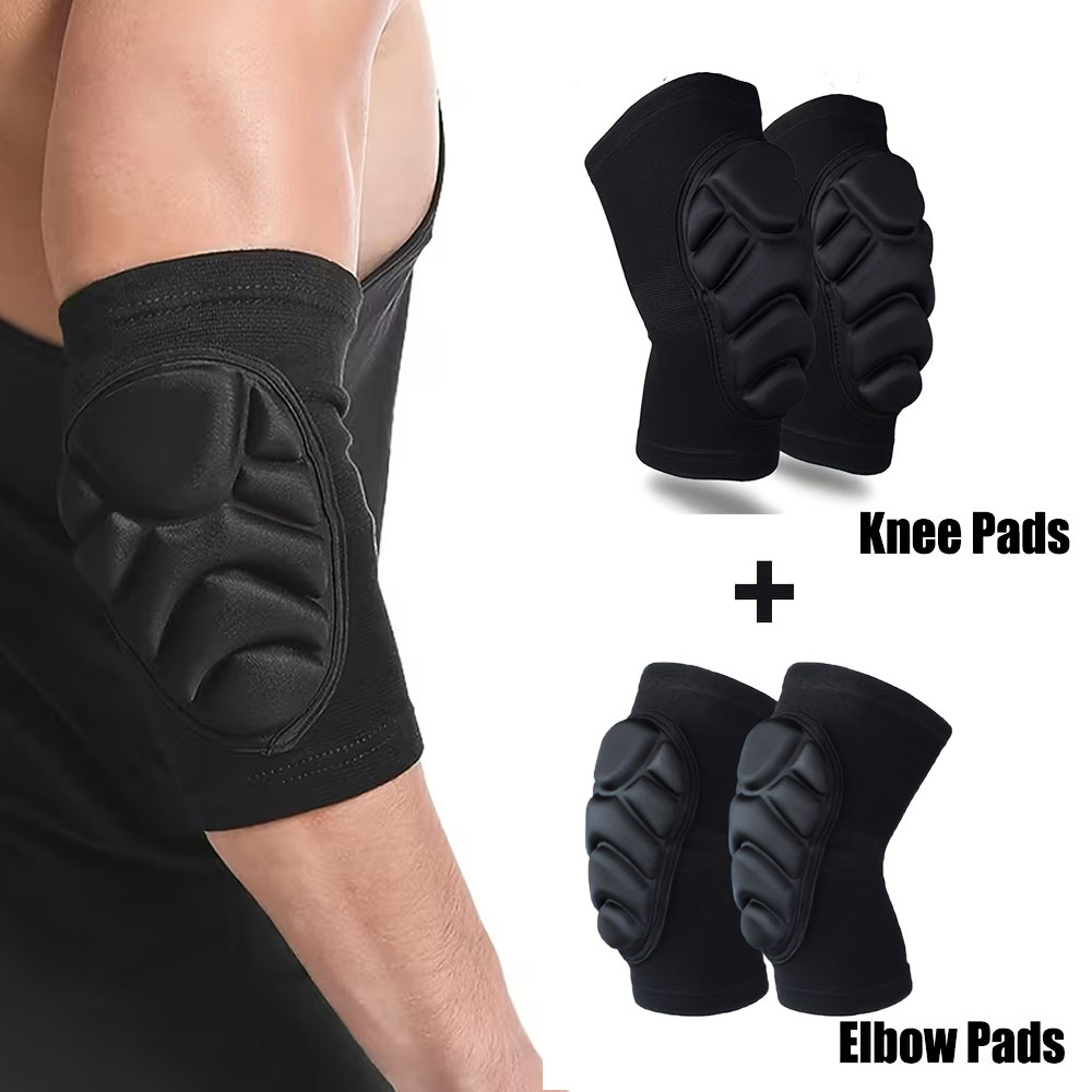 Mountain Biking Knee Pads - สนับเข่าและข้อศอกแบบมืออาชีพ 2 ชิ้น สำหรับผู้ชายและผู้หญิง, สนับเข่าและข้อศอกพร้อมฟองน้ำหนาซับแรงกระแทก, อุปกรณ์พยุงเข่าและข้อศอก