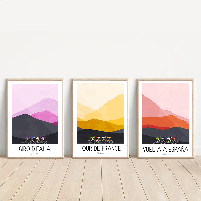 Picture Of Mountain Biking - ภาพวาดสีน้ำ นักปั่นจักรยาน แข่งขันจักรยาน ทัวร์เดอฟรองซ์ จักรยานเสือภูเขา โปสเตอร์พิมพ์บนผ้าแคนวาส