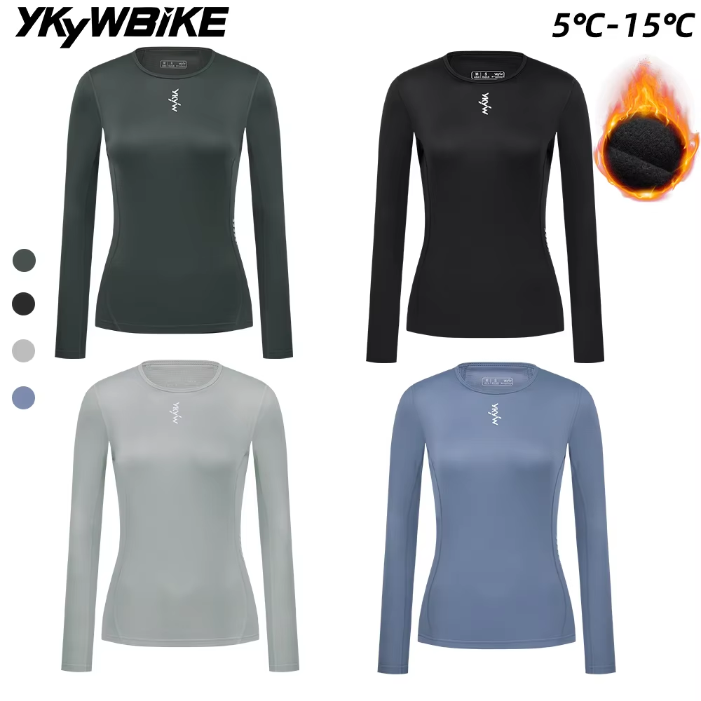 Mountain Biking Jersey - เสื้อปั่นจักรยานสำหรับผู้หญิง YKYWBIKE เสื้อซับในสำหรับปั่นจักรยาน เสื้อแขนยาวกันหนาวสำหรับฤดูหนาวและฤดูใบไม้ร่วง เสื้อปั่นจักรยานถนน เสื้อเจอร์ซีย์ปั่นจักรยาน